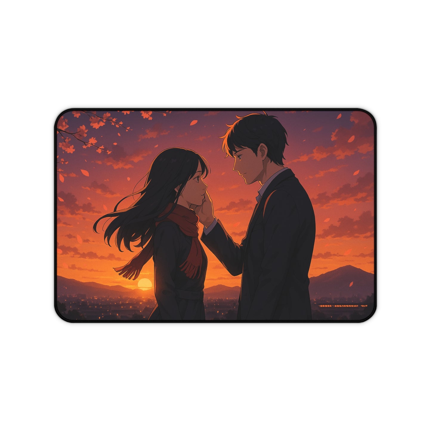 Romantic Anime Desk Mat, Cozy Workspace Decor for Anime Lovers, Unique Gift for Him or Her, Perfect for Home Office, Valentine's Day