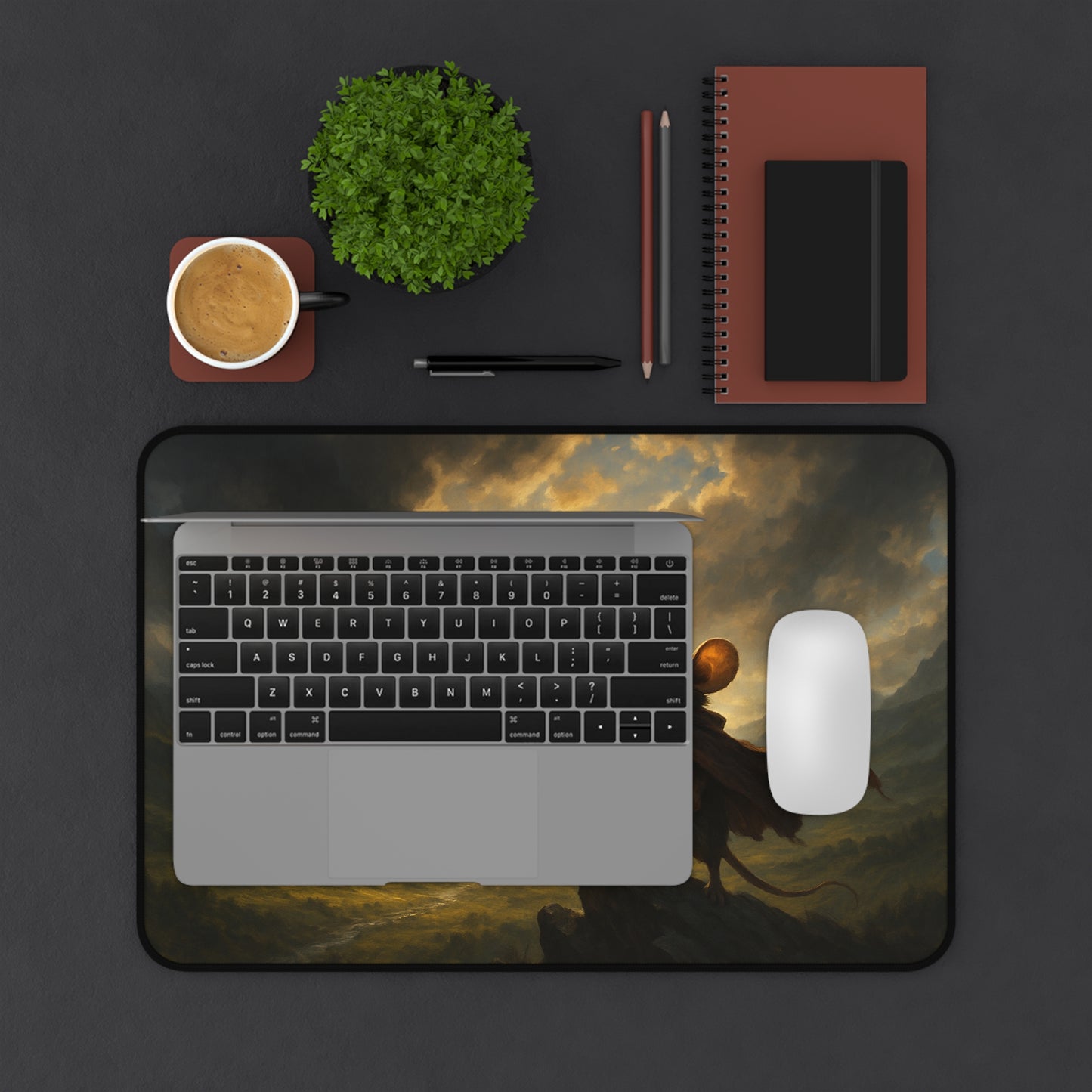 Fantasy Mouse Warrior Desk Mat - Inspirational Mouse Design for Gamers & Dreamers