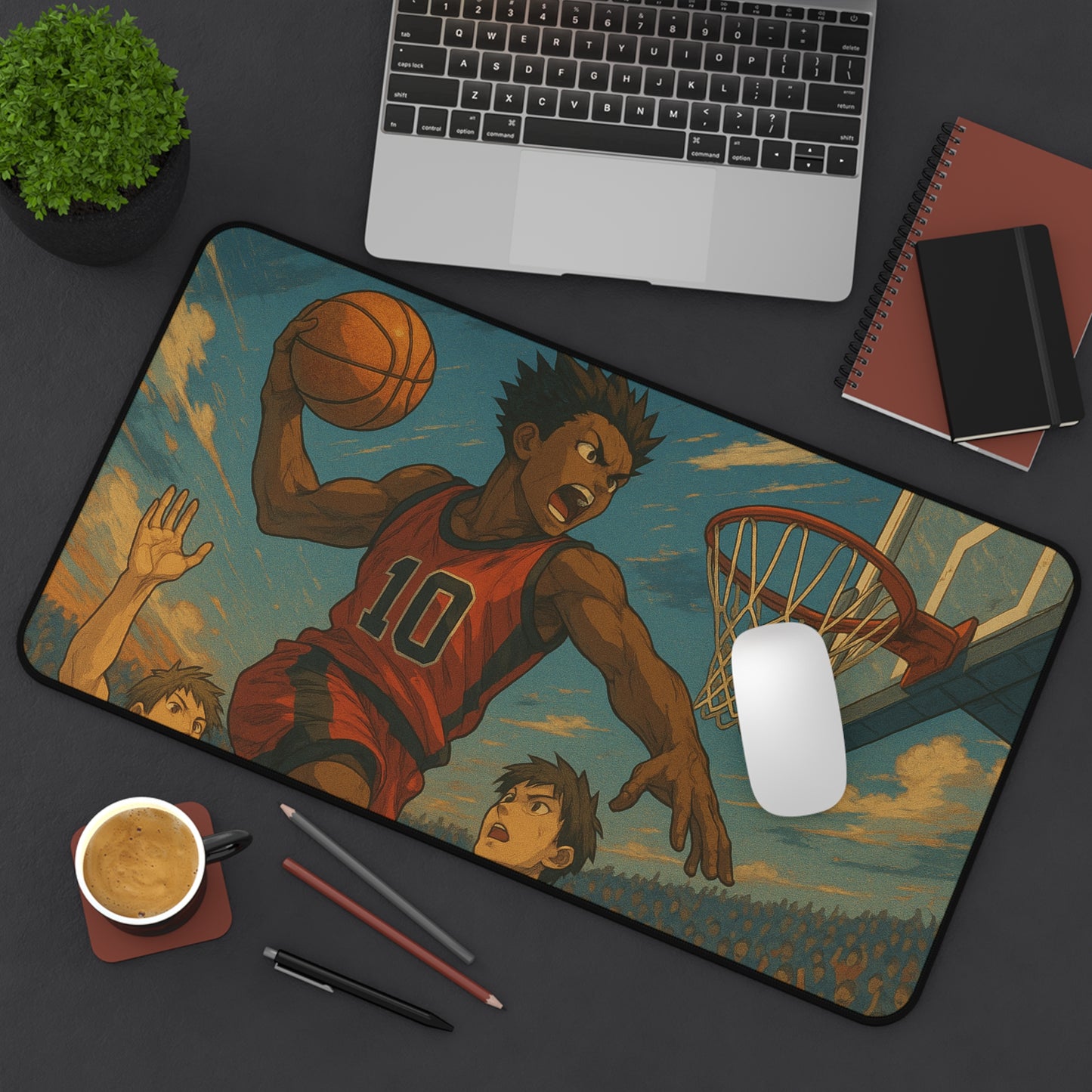 Basketball-Themed Desk Mat, Perfect for Sports Fans, Gamers & Students, Gift for Coaches, Back to School, Office Decor