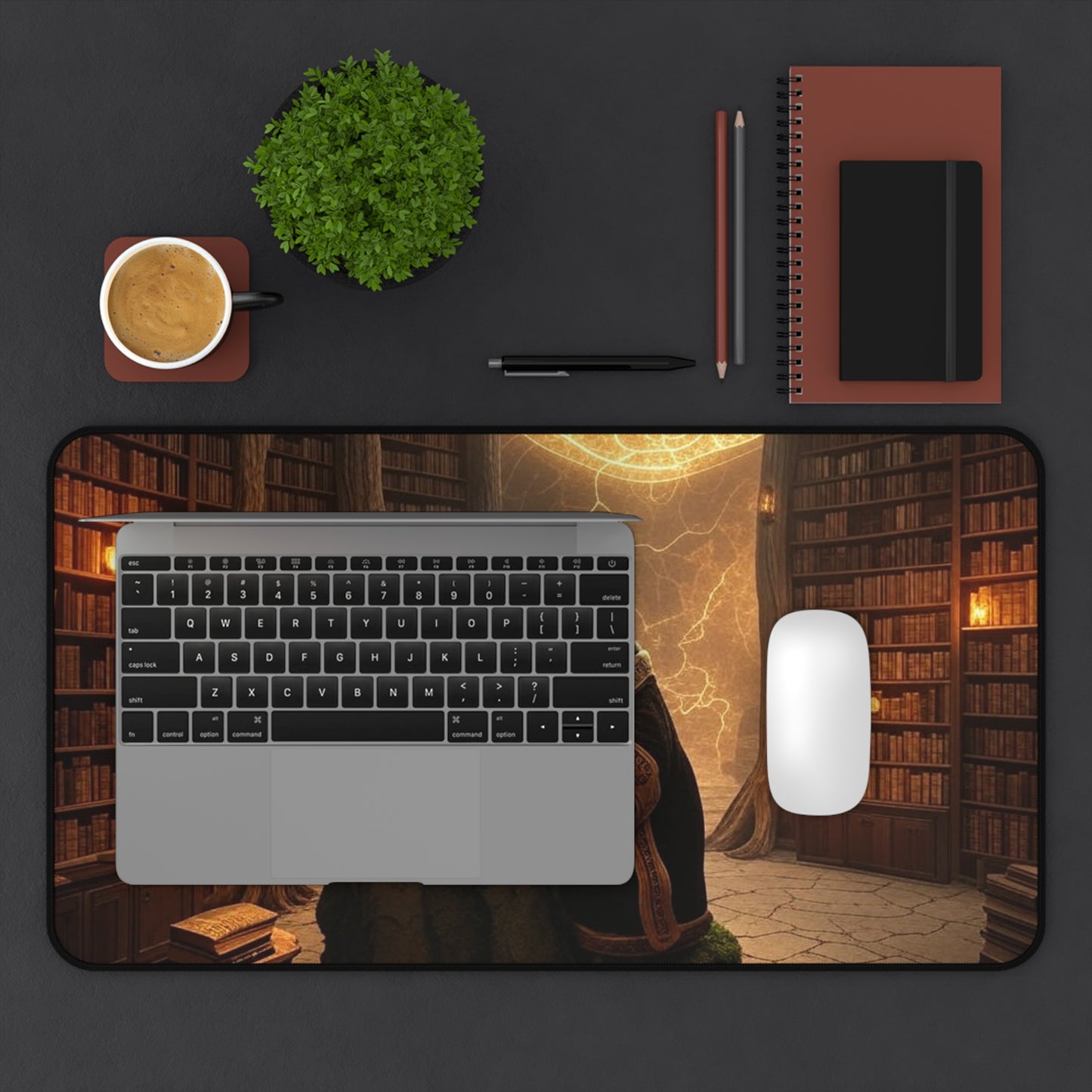 Cozy Library Desk Mat | Reading Vibes, Home Office Decor, Gift for Book Lovers, Gaming Mat, Unique Workstation Accessory