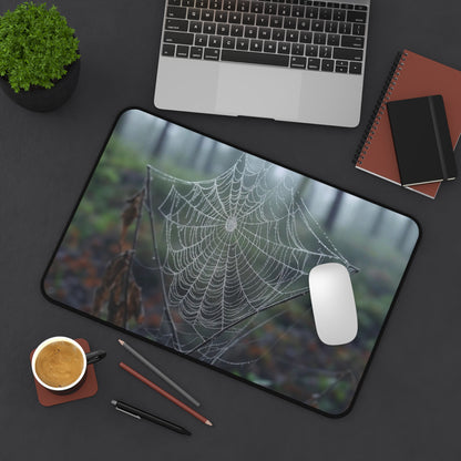 Nature-Inspired Desk Mat with Spider Web Design - Perfect for Home Office Decor