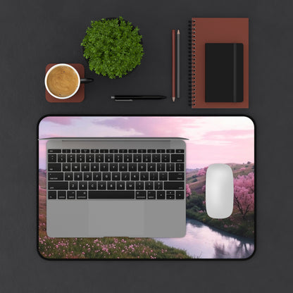Serene Cherry Blossom Desk Mat - Nature-Inspired Work Space Decor