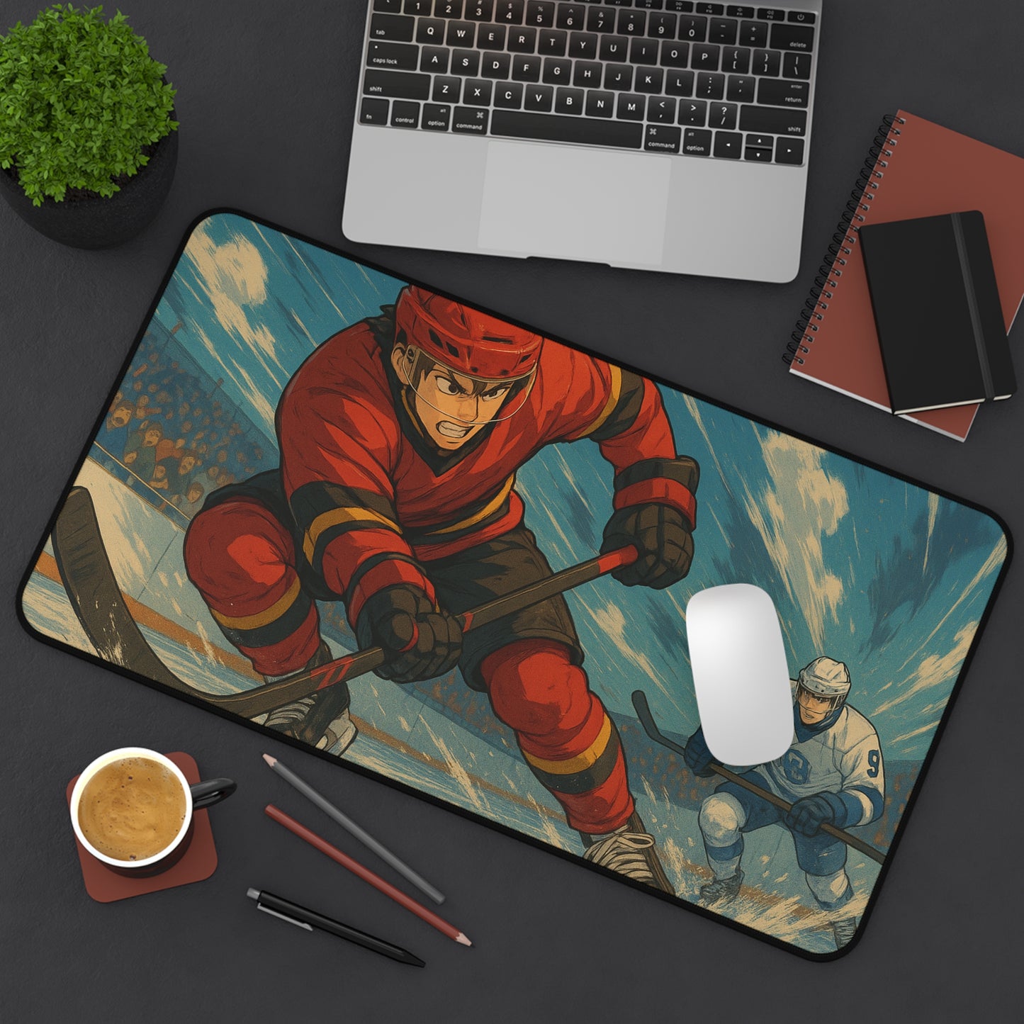 Dynamic Hockey Desk Mat, Perfect for Sports Fans, Office Decor, Gamers, Christmas Gift, Personalized Home Office