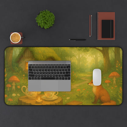 Whimsical Forest Desk Mat, Cozy Home Office Decor, Cute Animal Desk Pad, Nature Lover Gift, Aesthetic Mousepad