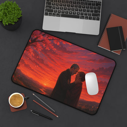 Romantic Sunset Desk Mat, Inspiring office decor, Gift for couples, Home workspace accessory, Perfect for anniversaries, Cozy atmosphere