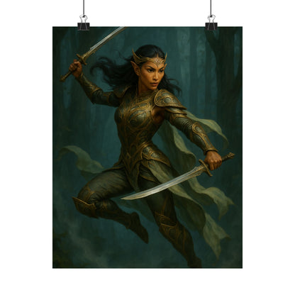 "Queen of the Mistblade" – Matte Vertical Fantasy Poster