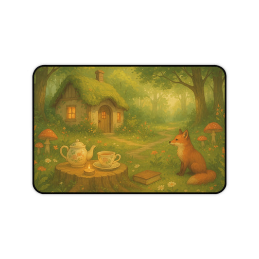 Whimsical Forest Desk Mat, Cozy Home Office Decor, Cute Animal Desk Pad, Nature Lover Gift, Aesthetic Mousepad