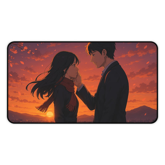 Romantic Anime Desk Mat, Cozy Workspace Decor for Anime Lovers, Unique Gift for Him or Her, Perfect for Home Office, Valentine's Day