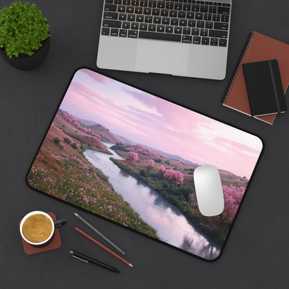 Serene Cherry Blossom Desk Mat - Nature-Inspired Work Space Decor