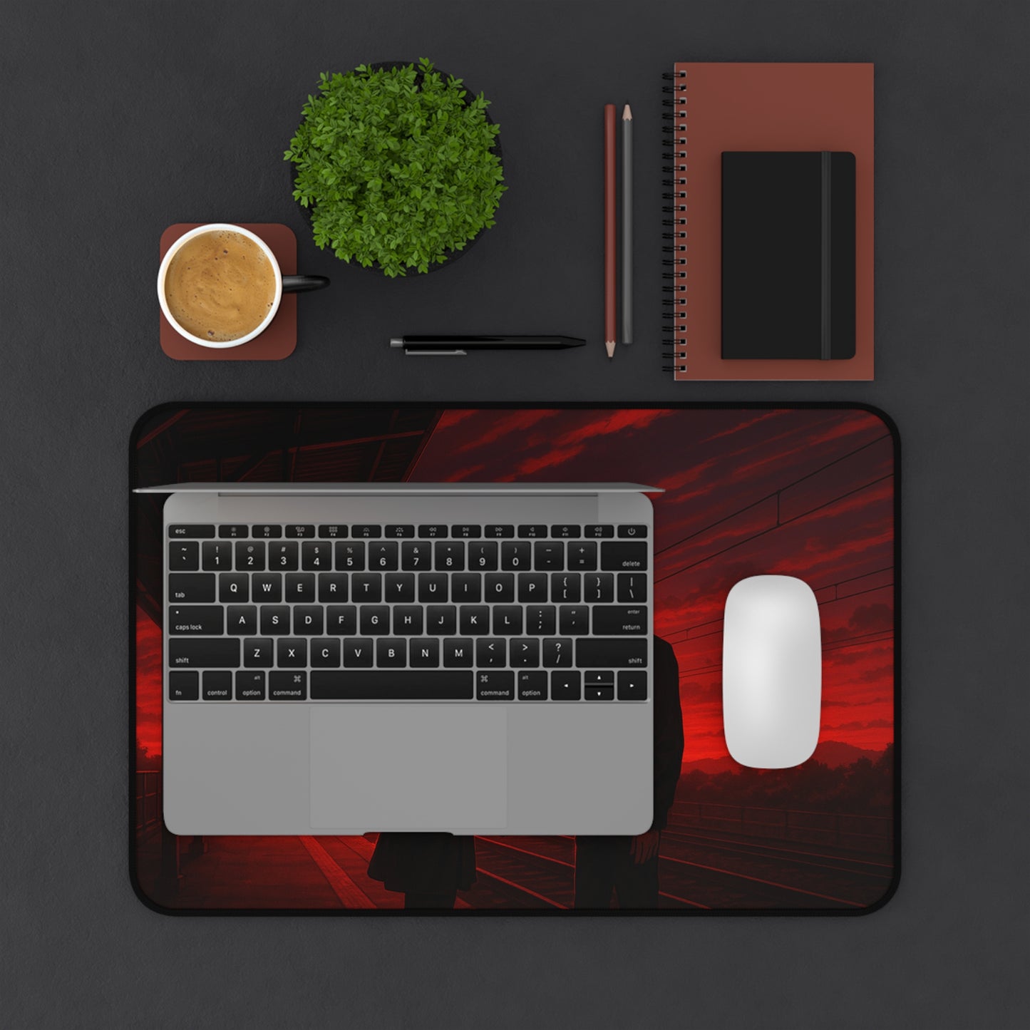 Anime Romantic Sunset Desk Mat, Perfect for Home Office, Gamer Setup, Gifts for Couples, Valentine's Day, Desk Accessories