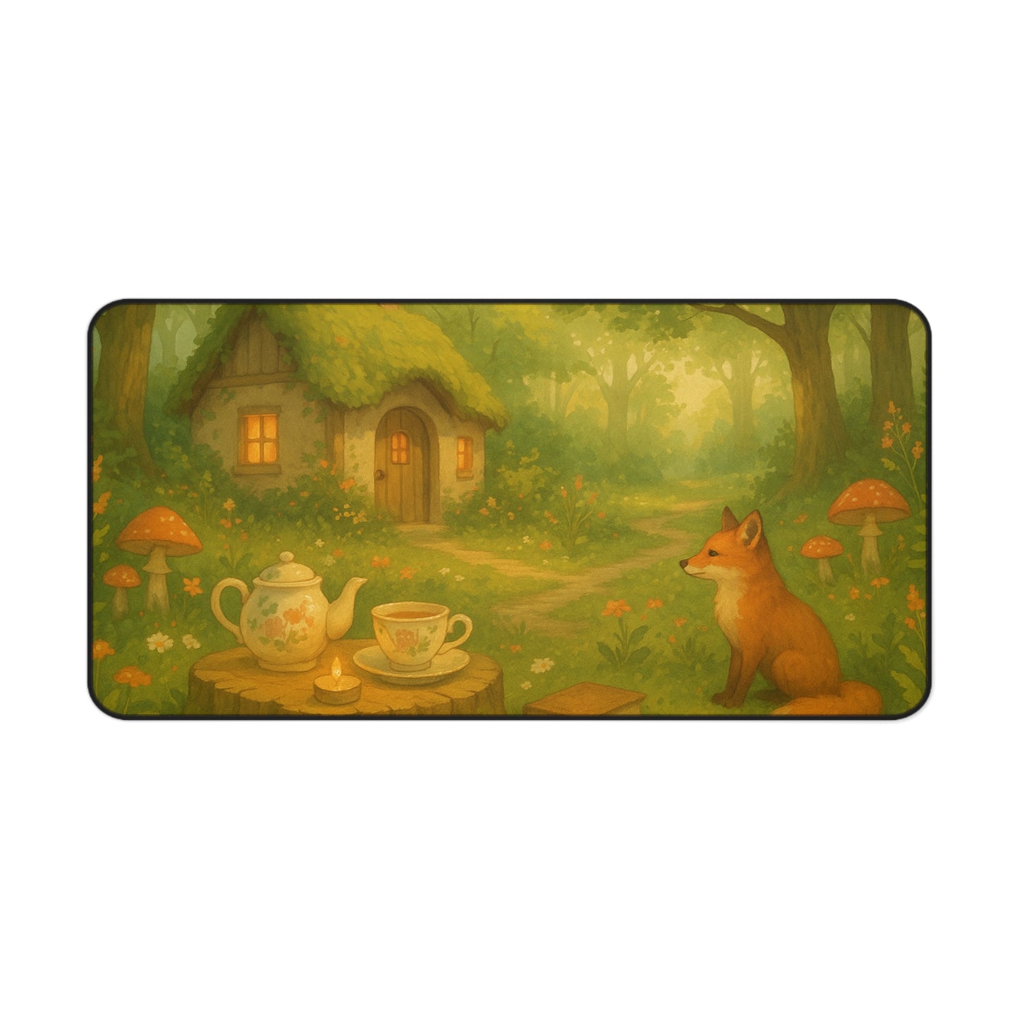 Whimsical Forest Desk Mat, Cozy Home Office Decor, Cute Animal Desk Pad, Nature Lover Gift, Aesthetic Mousepad