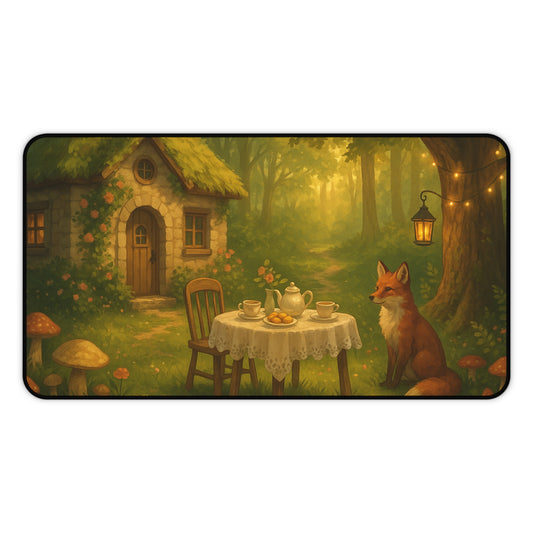 Whimsical Forest Fox Desk Mat, Cozy Office Decor, Nature Inspired Desk Pad, Cute Workspace Accessory, Gift for Animal Lovers, Home Office