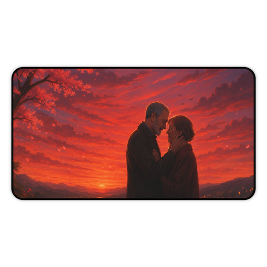 Romantic Sunset Desk Mat, Inspiring office decor, Gift for couples, Home workspace accessory, Perfect for anniversaries, Cozy atmosphere