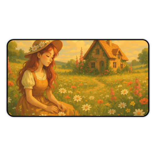Vintage Garden Desk Mat, Floral Mouse Pad, Office Decor, Cute Workspace Essentials, Perfect Gift for Nature Lovers, Home Office Accessories