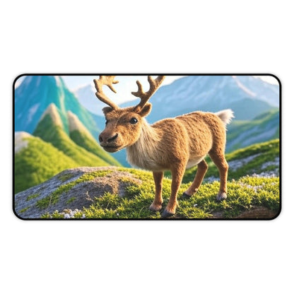 Whimsical Reindeer Desk Mat, Cozy Desk Decor, Office Mouse Pad, Nature Themed Gift, Holiday Home Office Accessory