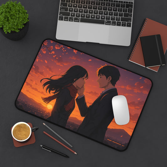 Romantic Anime Desk Mat, Cozy Workspace Decor for Anime Lovers, Unique Gift for Him or Her, Perfect for Home Office, Valentine's Day