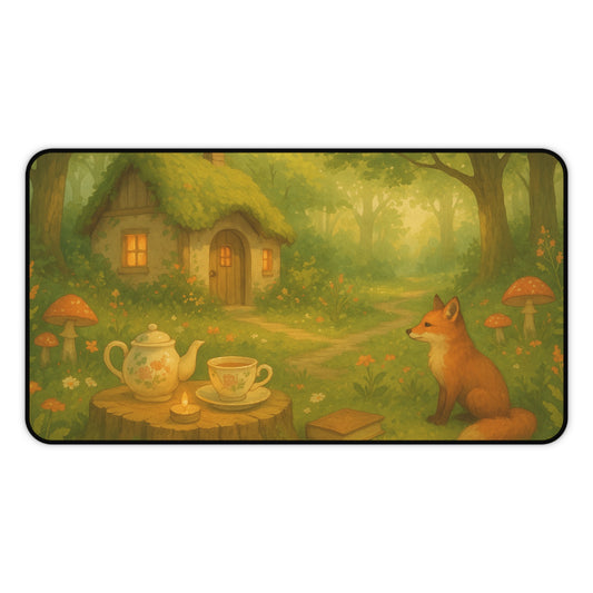 Whimsical Forest Desk Mat, Cozy Home Office Decor, Cute Animal Desk Pad, Nature Lover Gift, Aesthetic Mousepad