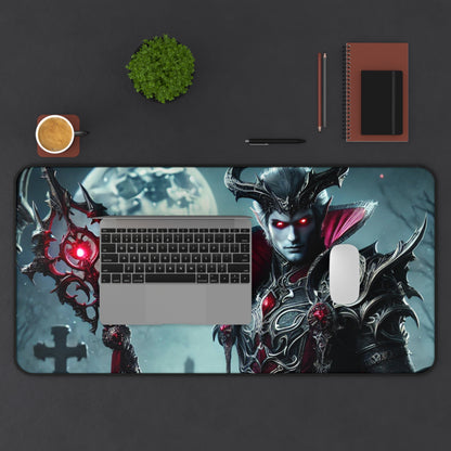 Gothic Fantasy Gaming Desk Mat – Vampire Warrior with Spear