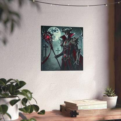 Gothic Fantasy Vertical Poster – Dark Vampire Warrior with Spear