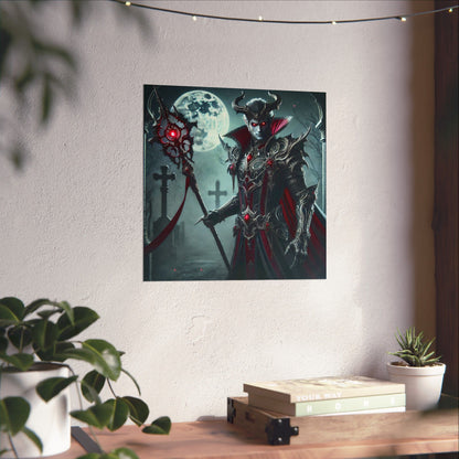 Gothic Fantasy Vertical Poster – Dark Vampire Warrior with Spear