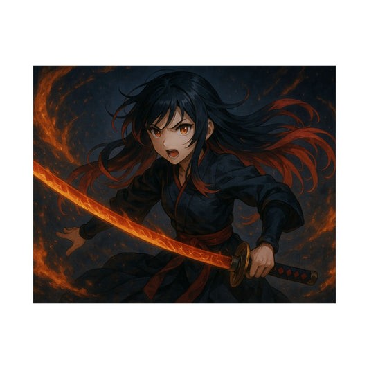Dynamic Anime Art Satin Poster, Bold Artwork, Manga Decor Wall Art, Unique Gift for Fans, Room Aesthetic