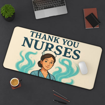 Thank You Nurses Desk Mat - Gift for Healthcare Workers, Nurse Appreciation, Office Decor, Motivational Gift, Nursing Student Essentials
