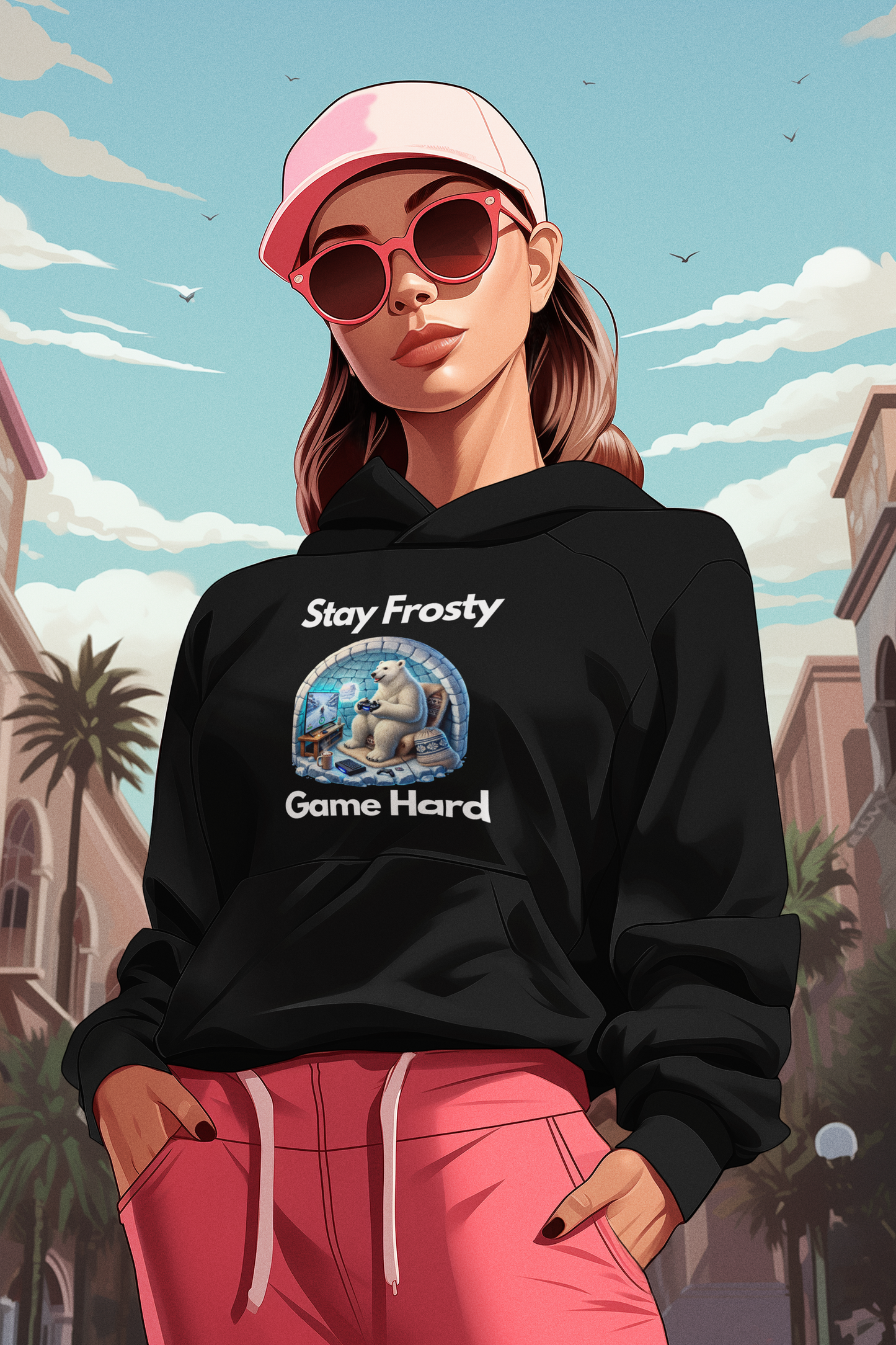 🎮 Stay Frosty Game Hard Hoodie – Level Up Your Comfort & Style