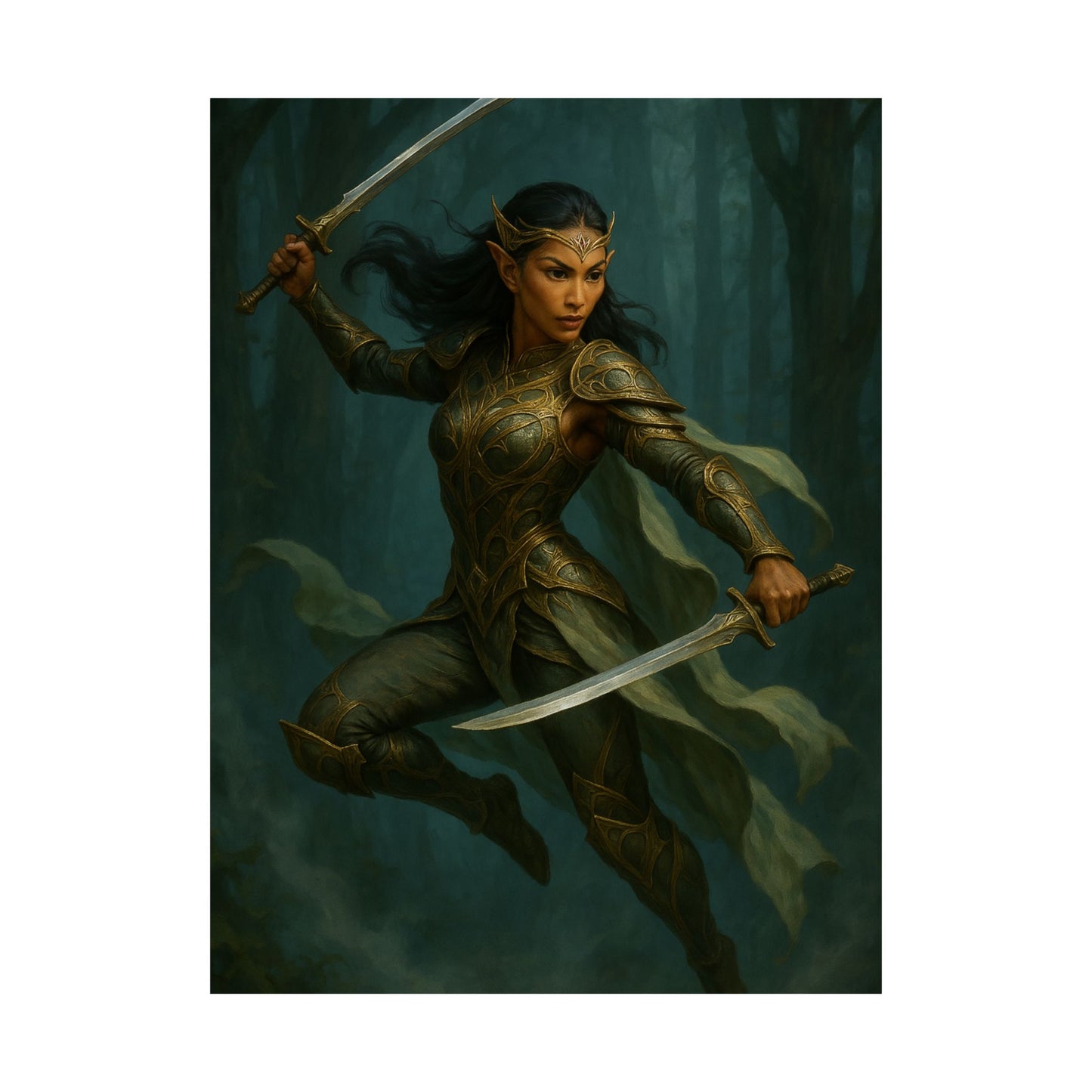 "Queen of the Mistblade" – Matte Vertical Fantasy Poster