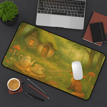 Whimsical Forest Desk Mat, Cozy Home Office Decor, Cute Animal Desk Pad, Nature Lover Gift, Aesthetic Mousepad