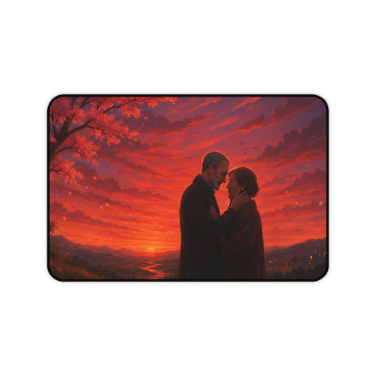 Romantic Sunset Desk Mat, Inspiring office decor, Gift for couples, Home workspace accessory, Perfect for anniversaries, Cozy atmosphere