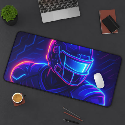 Futuristic Football Gamer Desk Mat – Neon Power for Your Battle Station