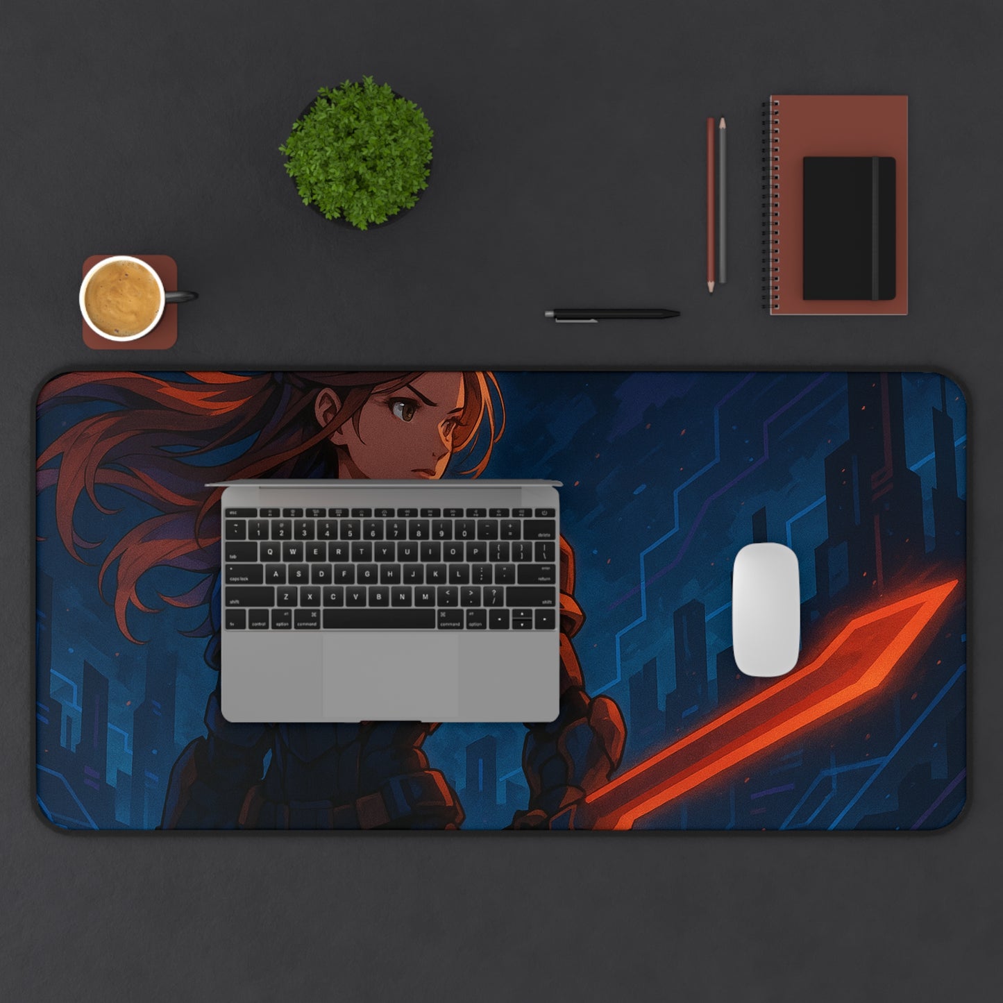 Futuristic Gamer Desk Mat - Stylish Mouse Pad for Gaming, Home Office, or Study - Perfect Gift for Tech Lovers, Nerds, and Gamers