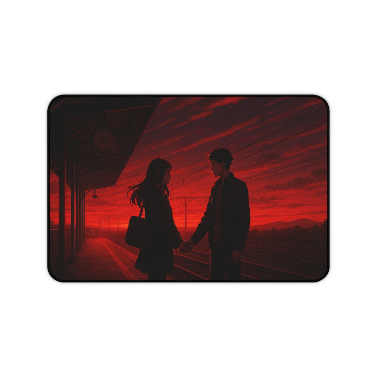 Anime Romantic Sunset Desk Mat, Perfect for Home Office, Gamer Setup, Gifts for Couples, Valentine's Day, Desk Accessories