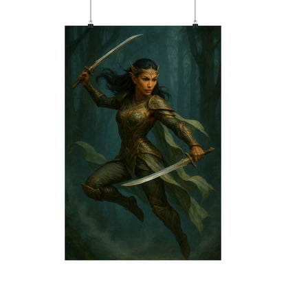 "Queen of the Mistblade" – Matte Vertical Fantasy Poster