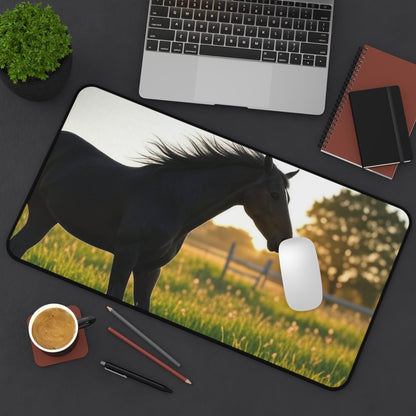 Elegant Horse Desk Mat, Black Horse Mouse Pad, Office Decor, Equestrian Gifts, Rustic Home Office Accessories
