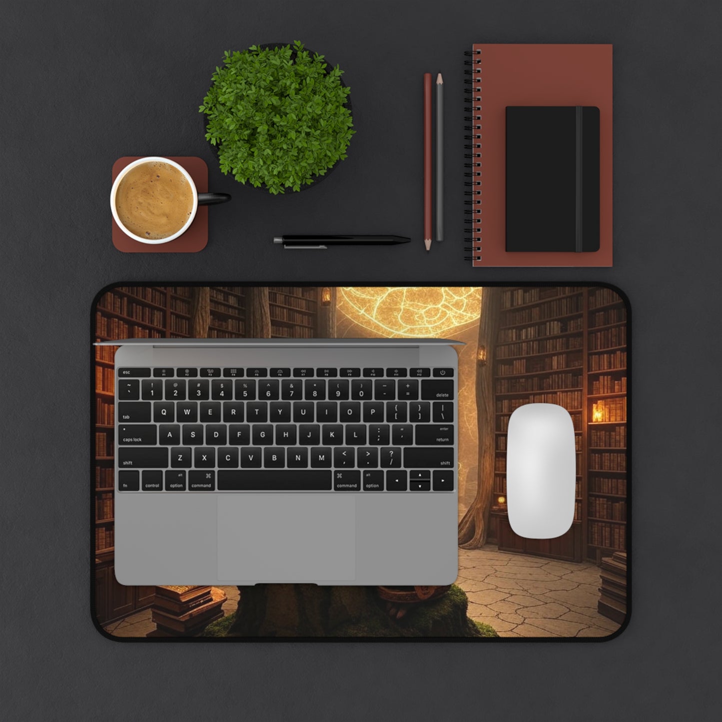 Cozy Library Desk Mat | Reading Vibes, Home Office Decor, Gift for Book Lovers, Gaming Mat, Unique Workstation Accessory
