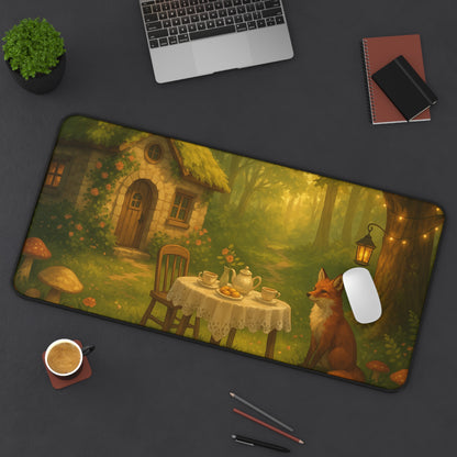Whimsical Forest Fox Desk Mat, Cozy Office Decor, Nature Inspired Desk Pad, Cute Workspace Accessory, Gift for Animal Lovers, Home Office