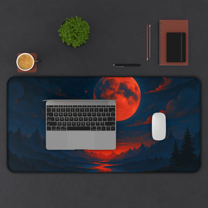 Mystical Moonlit Landscape Desk Mat, Office Decor, Gaming Mouse Pad, Cozy Workspace Accessories, Gift for Nature Lovers