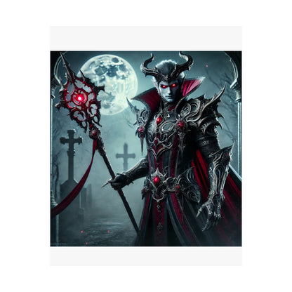 Gothic Fantasy Vertical Poster – Dark Vampire Warrior with Spear
