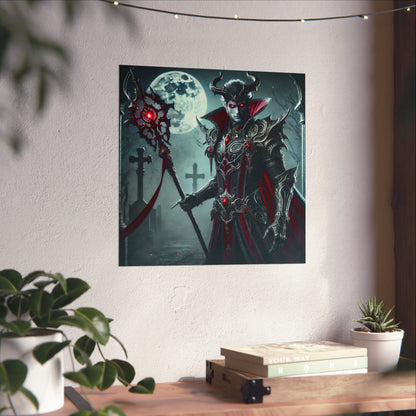 Gothic Fantasy Vertical Poster – Dark Vampire Warrior with Spear