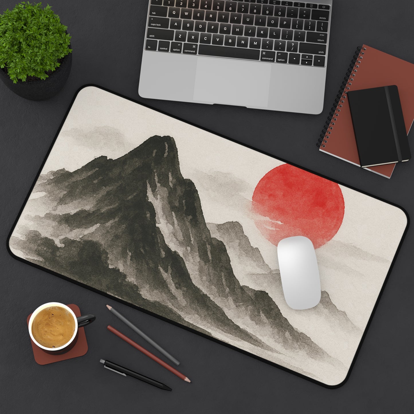 Mountain Sunrise Desk Mat - Zen Office Decor, Japanese Style, Gift for Students, Home Office Accessories, Asian Aesthetic