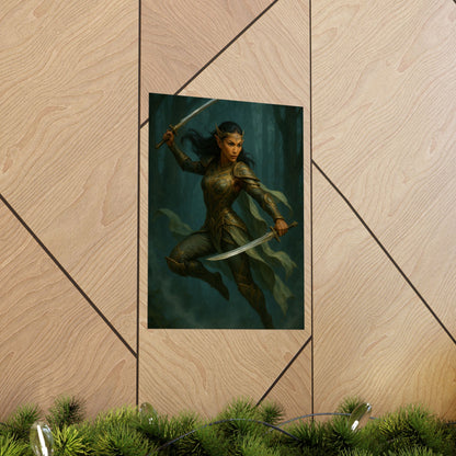 "Queen of the Mistblade" – Matte Vertical Fantasy Poster