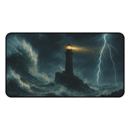 Stormy Lighthouse Desk Mat Perfect for Home Office Gamer