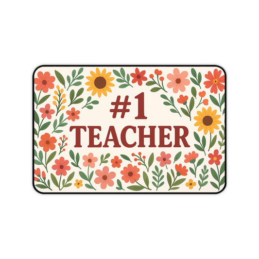 Floral #1 Teacher Desk Mat, Gift for Educators, Home Office Decor, Teacher Appreciation, Classroom Accessory