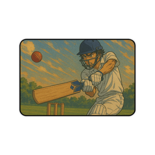 Cricket-Themed Desk Mat - Sports Gamer Gift for Office, Home Decor, Vintage Art, Unique Desk Accessories, Playful Workspace