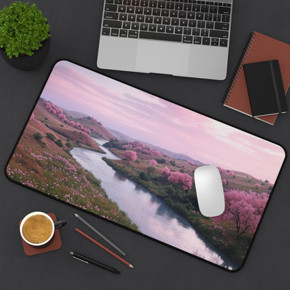 Serene Cherry Blossom Desk Mat - Nature-Inspired Work Space Decor