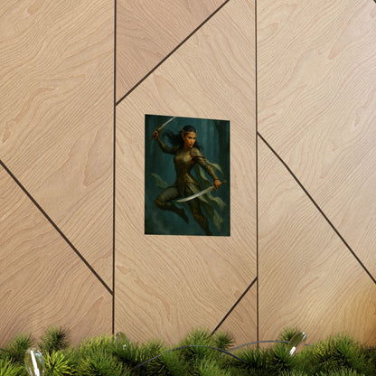 "Queen of the Mistblade" – Matte Vertical Fantasy Poster