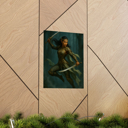 "Queen of the Mistblade" – Matte Vertical Fantasy Poster