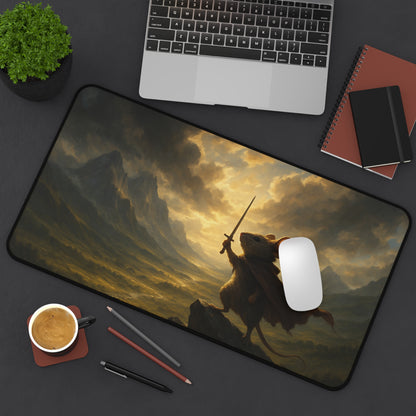 Fantasy Mouse Warrior Desk Mat - Inspirational Mouse Design for Gamers & Dreamers