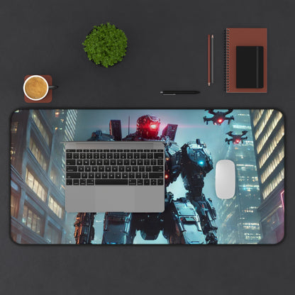 Futuristic Robot Desk Mat - Gaming Desktop Pad for Tech Enthusiasts
